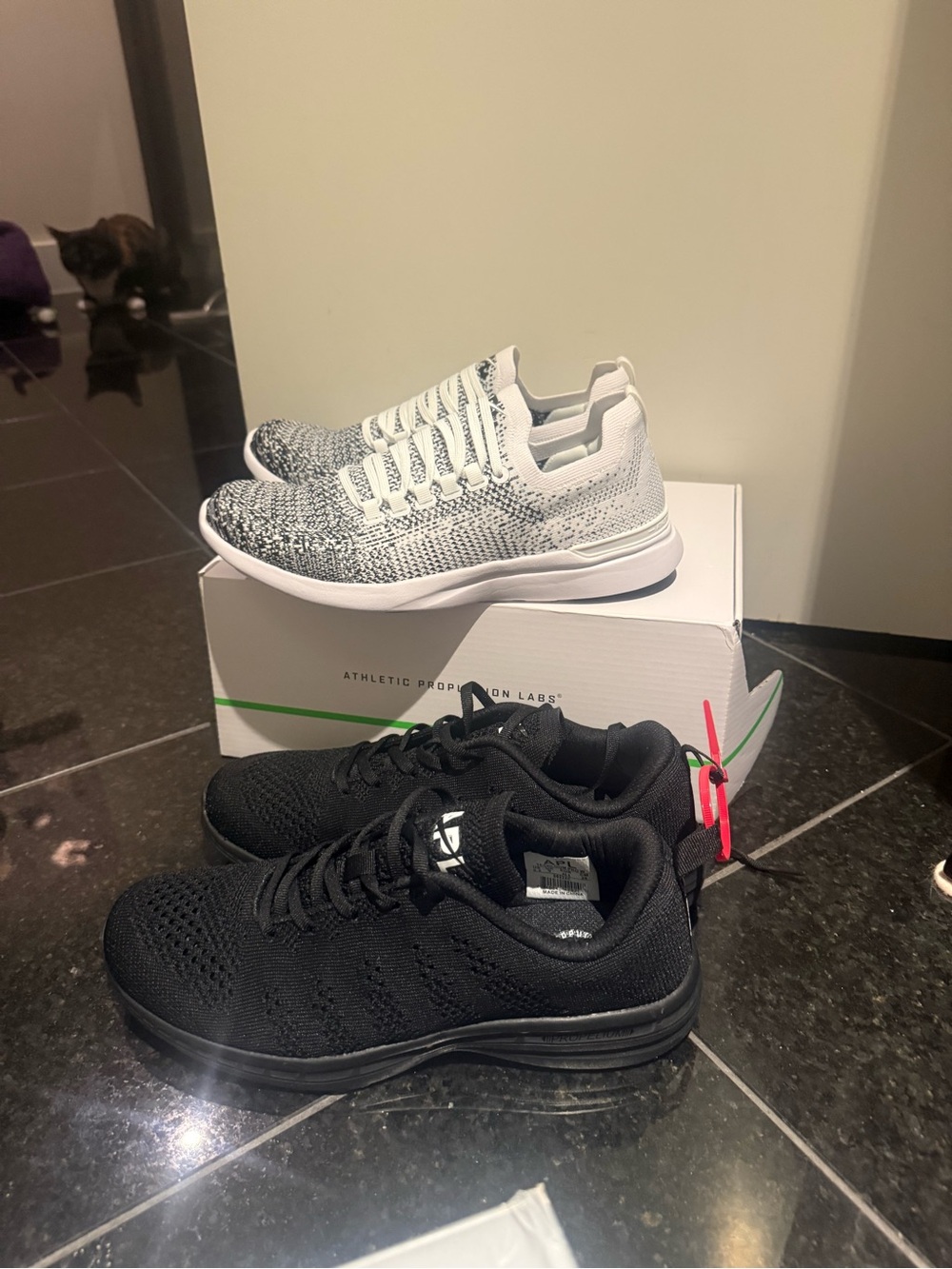 Bundle of new APL Women's Knit Low-Top Sneakers in Black and White/Gray